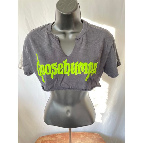 Goosebumps Logo Crop Top Black Cut Tee XS - Picture 1 of 6